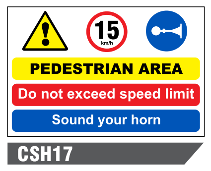 Speed Limit Pedestrian Area Sound Your Horn Construction Site Sign