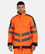 S Regatta TRA341 5LV50 Professional Hi-Vis Waterproof and Breathable Insulated Jacket Orange/Navy
